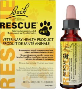 Bach Rescue Pet Dropper, 10mL – a natural flower essence for dogs, cats, and horses, perfect for easing stress during thunder, fireworks, or travel.