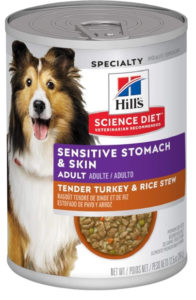 Hill's Science Diet Sensitive Stomach & Skin, Adult 1-6, Stomach Sensitivity Support, Wet Dog Food, Turkey & Rice Stew, 12.5 oz Can, Case of 12