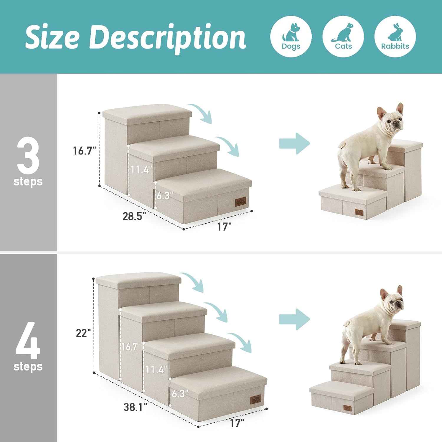 Dog Stairs with Storage - Image 3